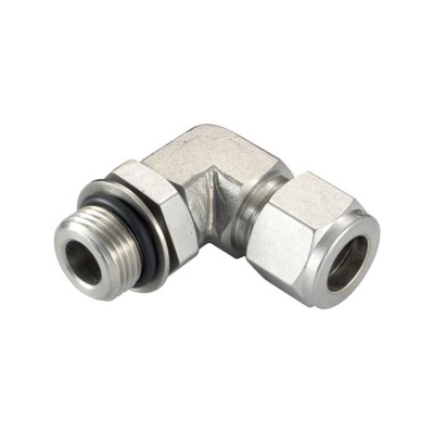 Male thread SAE/MS, positionable elbow 316 stainless steel twin ferrule imperial hydraulic tube fitting